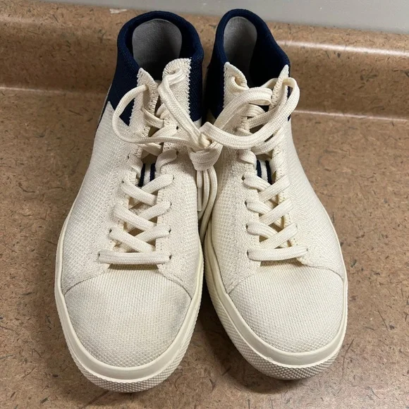 Rothys The High Top Hudson Cream White Womens White Blue Size 7.5 High Top Shoes - Picture 2 of 11